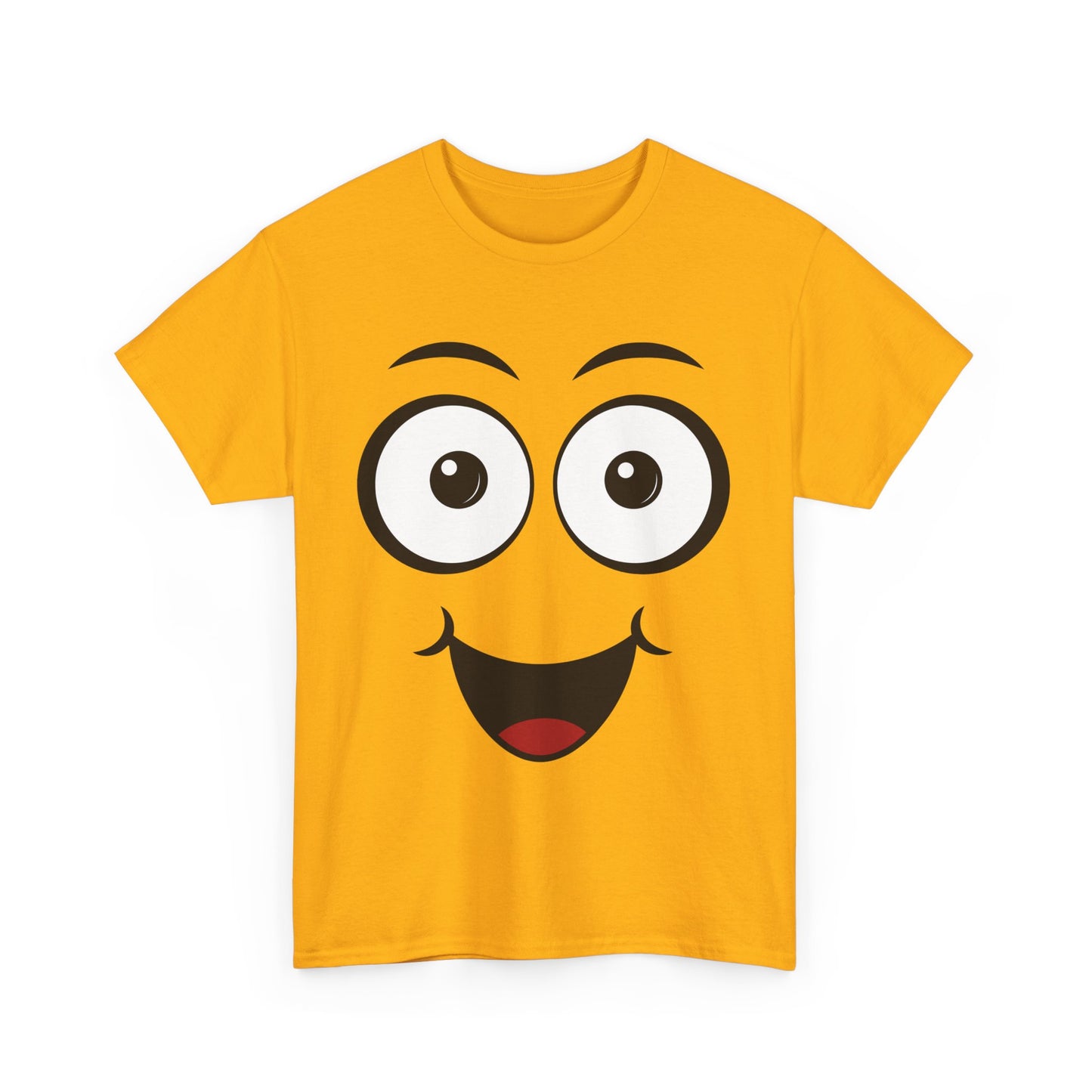 Cute and Quirky | Face Goofy Exaggerated Smiling Face T-Shirt Gold