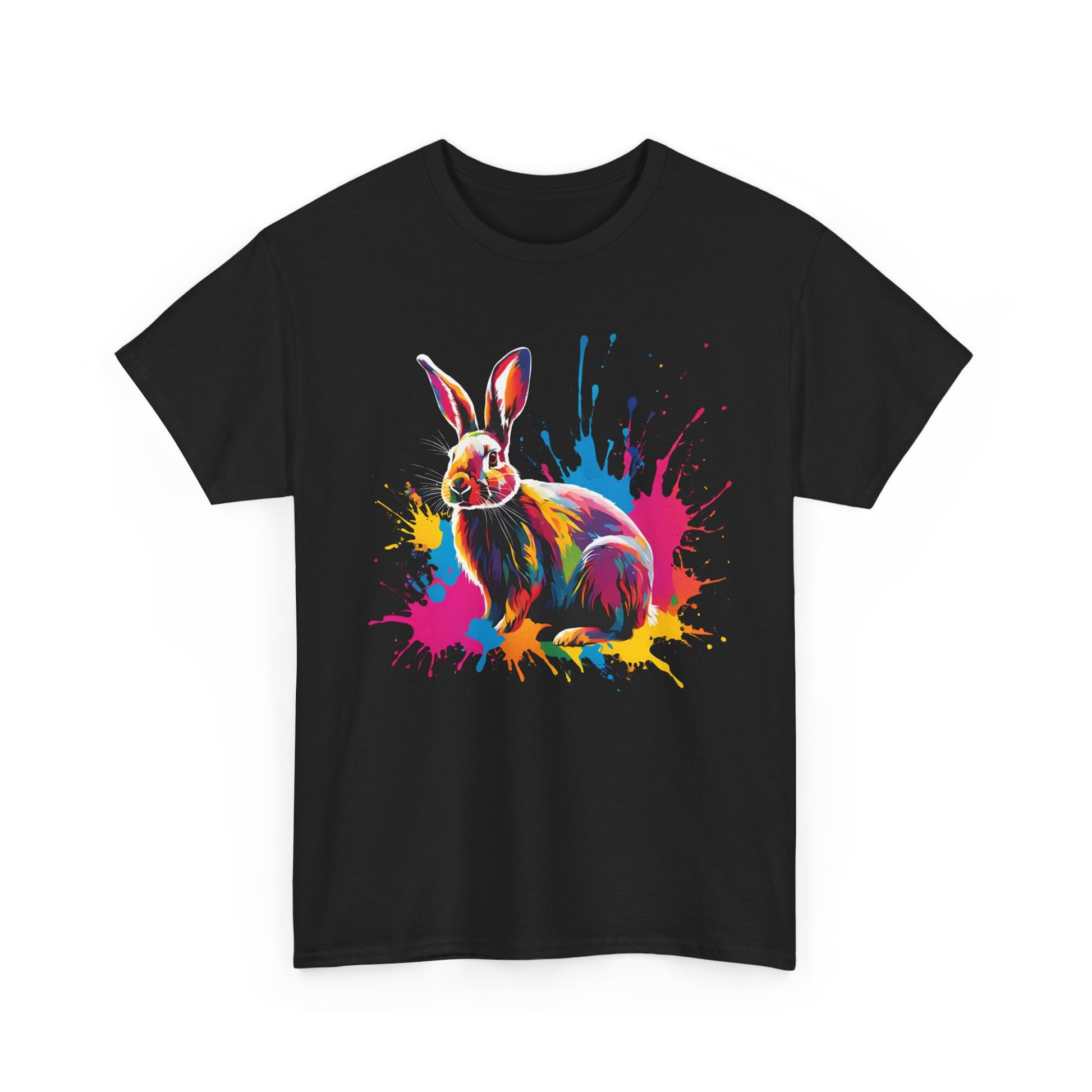 Vibrant Colorful Paint Splatter T-Shirt | Bunny Rabbit