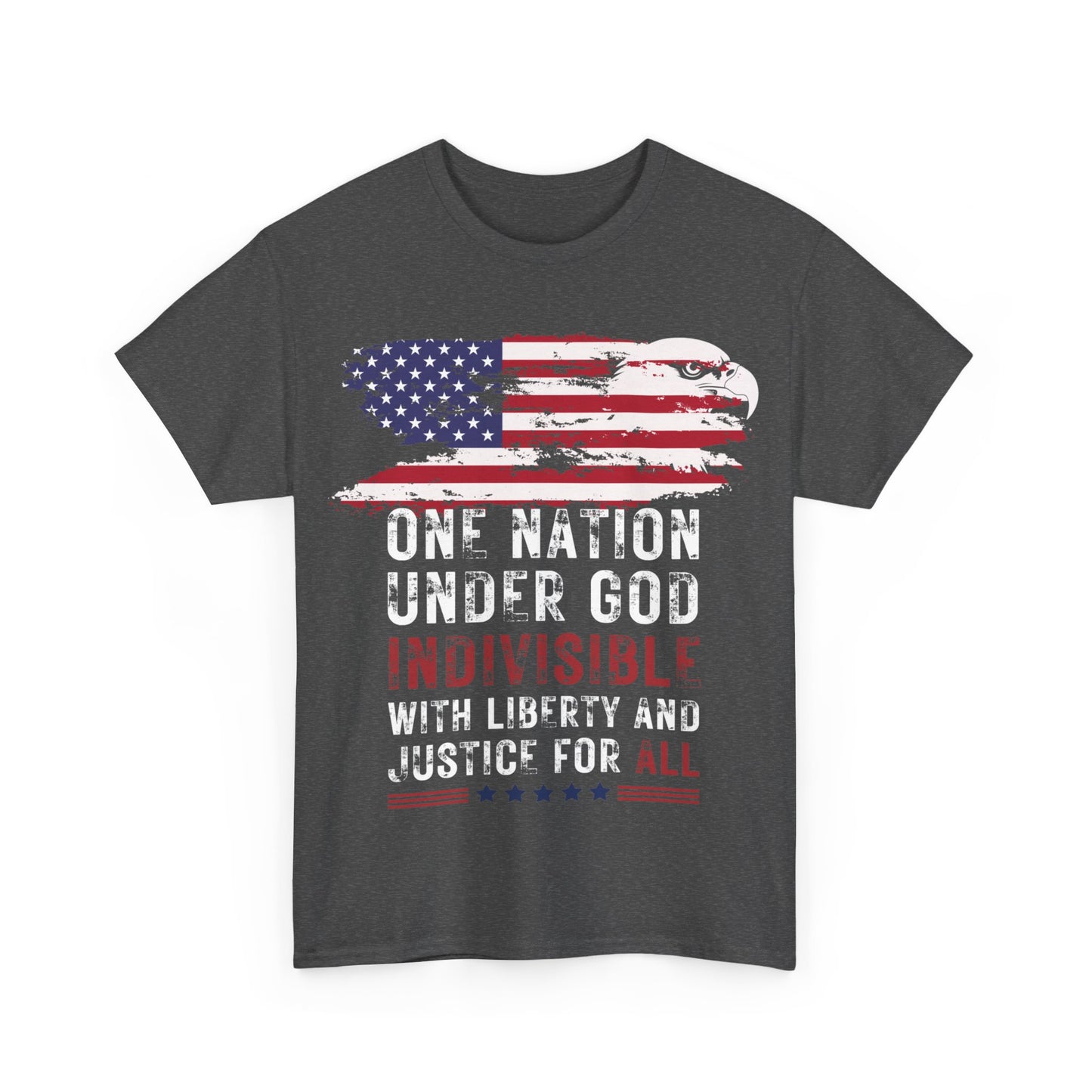 Show your pride | One Nation Under God America Patriotic T-Shirt Dark Heather