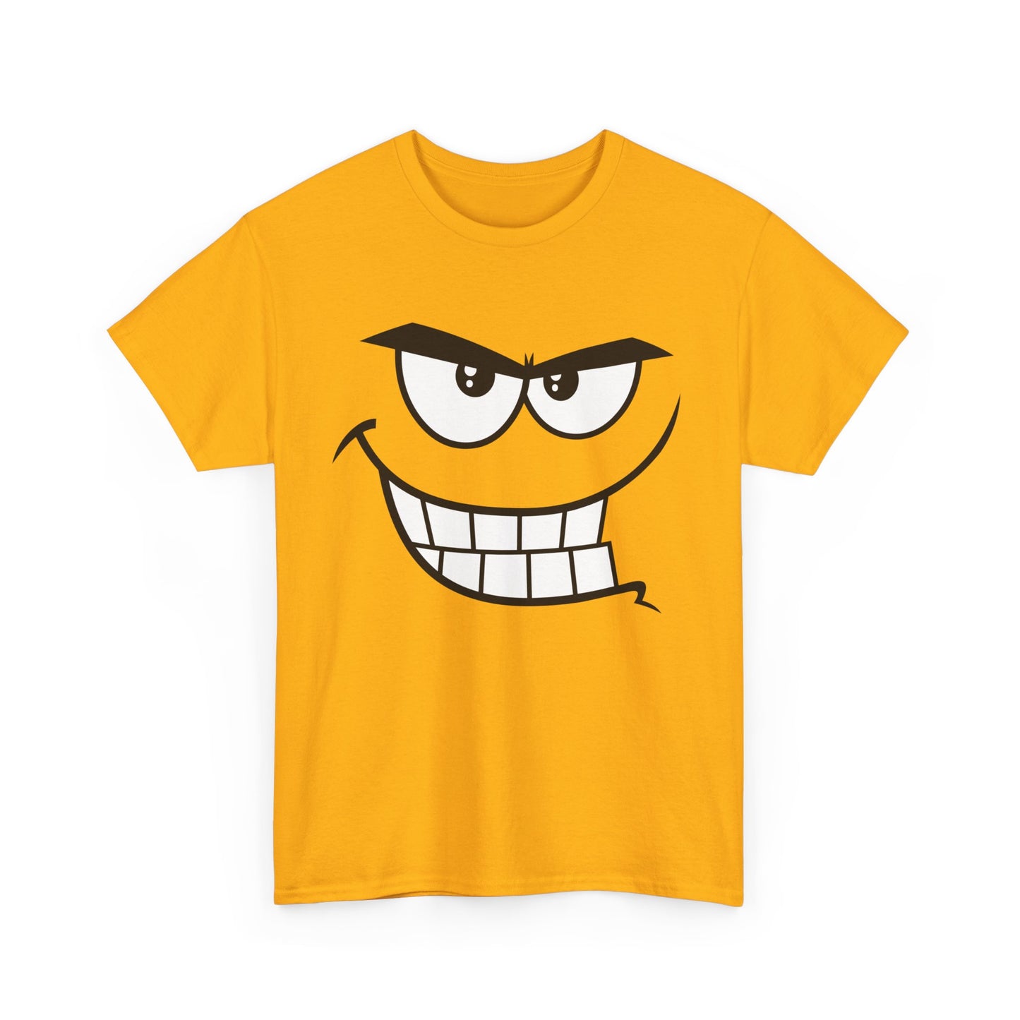 Cute and Quirky | Face Big Cheesy Grin T-Shirt Gold