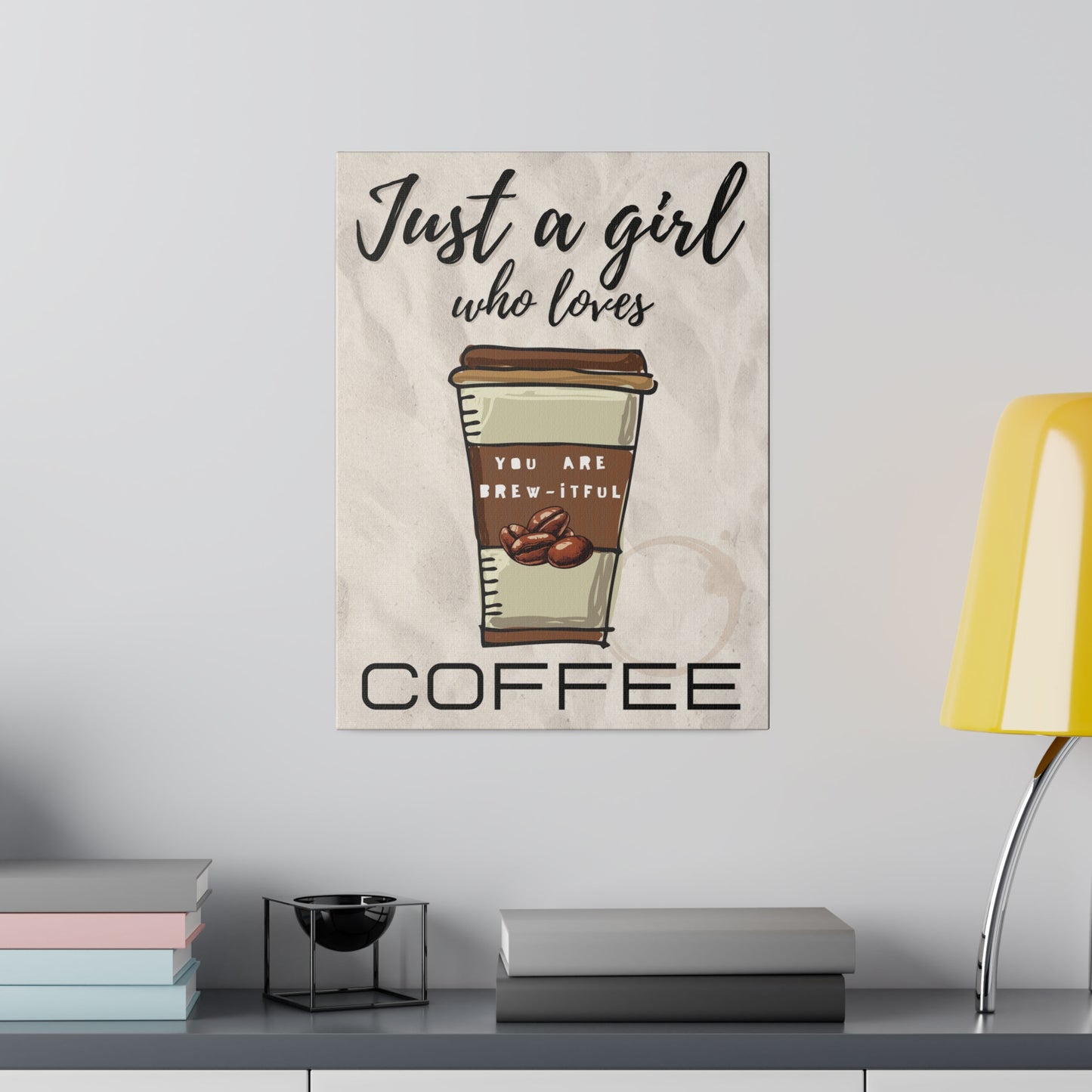 Just A Girl Who Loves | Coffee Canvas Wall Art 12″ x 16″ (Vertical) 0.75''