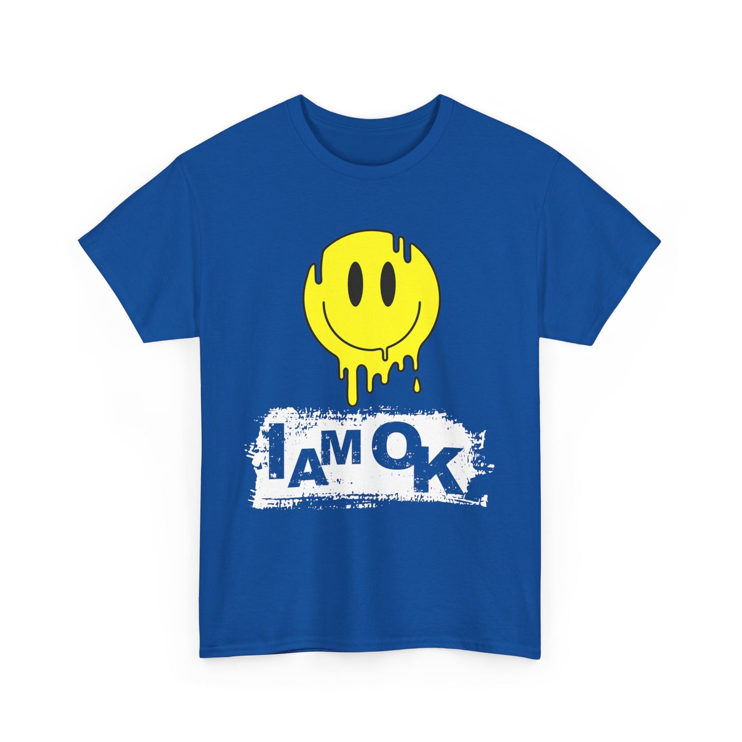 I AM OK | Smiley Face T-Shirt Royal