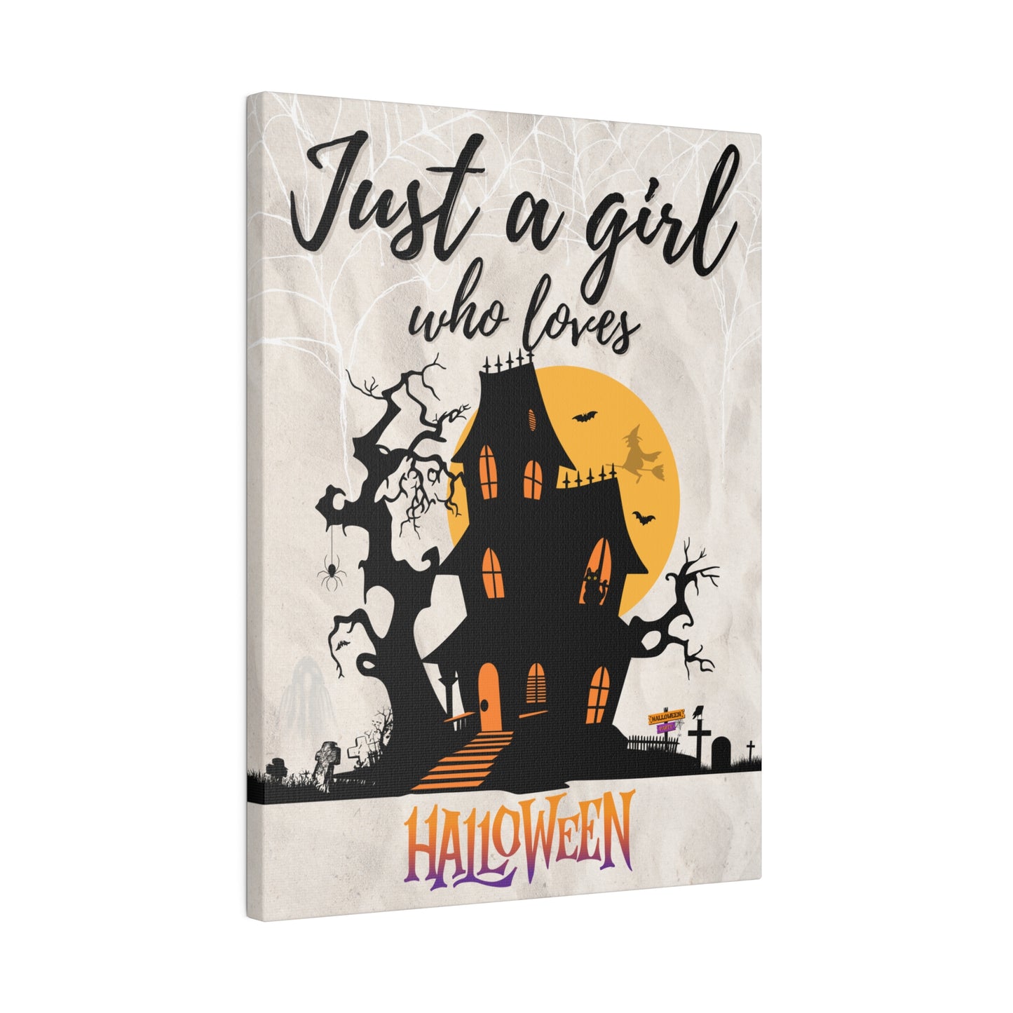 Just A Girl Who Loves | Halloween Canvas Wall Art 12″ x 16″ (Vertical) 0.75''