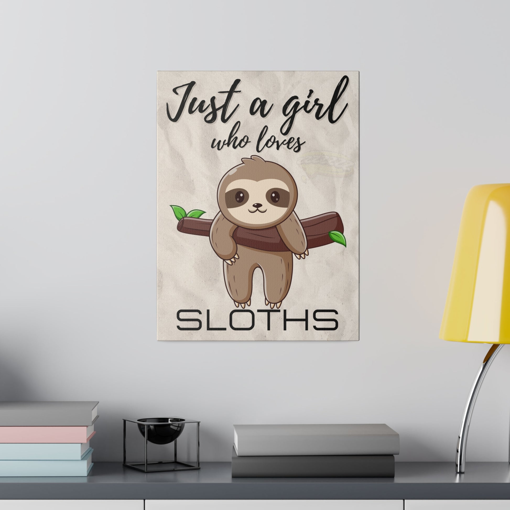 Just A Girl Who Loves | Sloths Canvas Wall Art 12″ x 16″ (Vertical) 0.75''