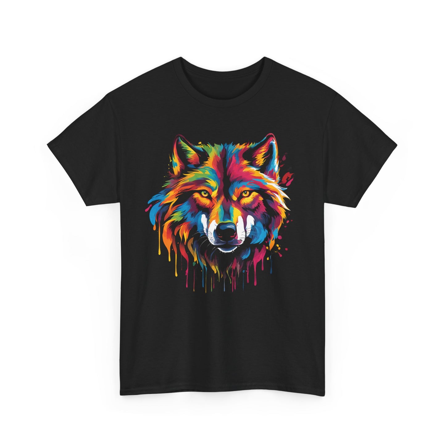 Vibrant Colorful Paint Splatter T-Shirt | Wolf