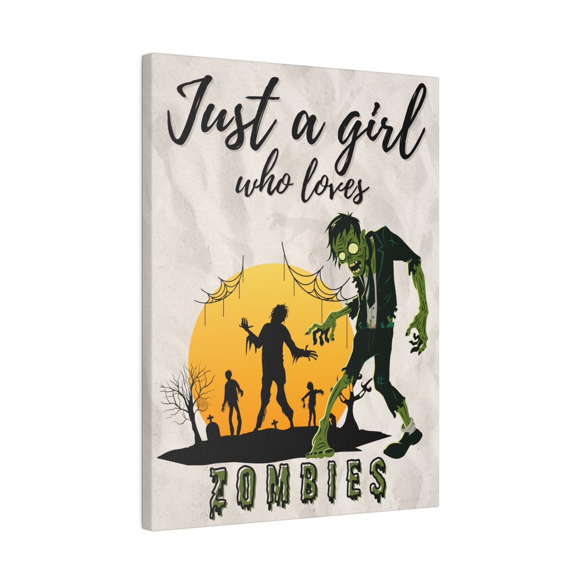 Just A Girl Who Loves | Zombies Canvas Wall Art 12″ x 16″ (Vertical) 0.75''