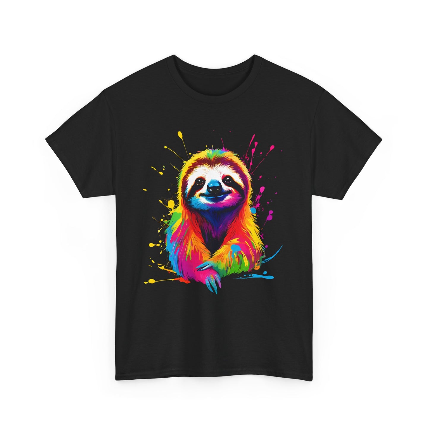 Vibrant Colorful Paint Splatter T-Shirt | Sloth