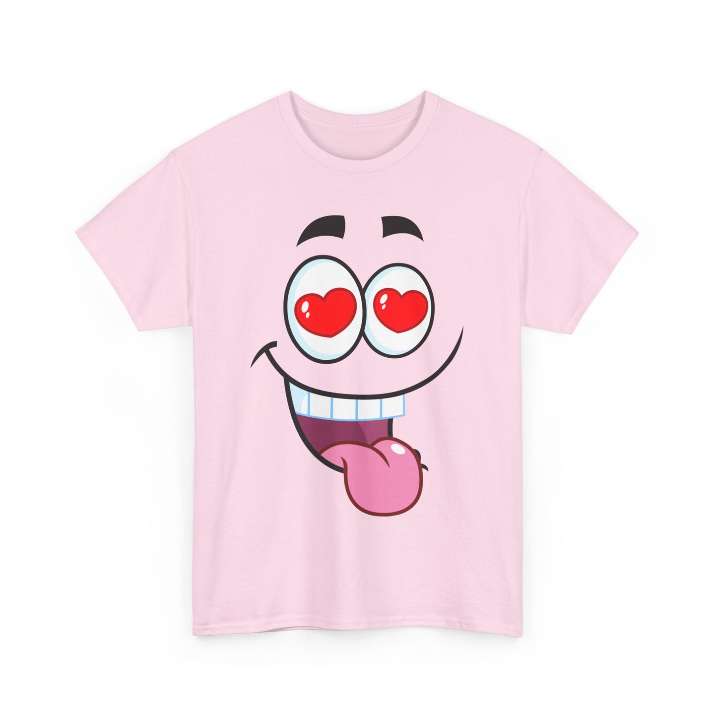 Cute and Quirky | Face Love Heart Eyes T-Shirt Light Pink