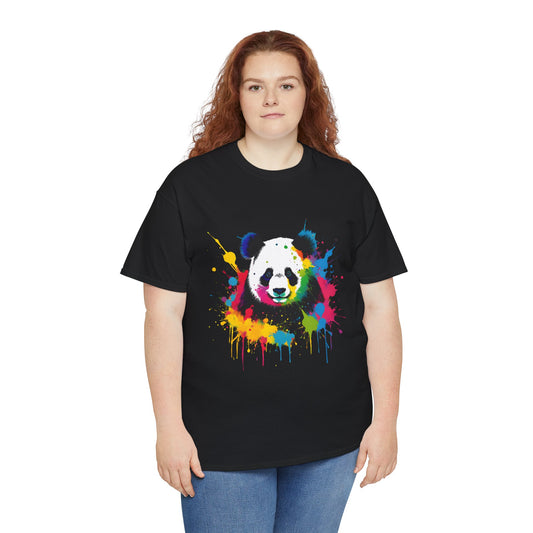 Vibrant Colorful Paint Splatter T-Shirt | Panda Black