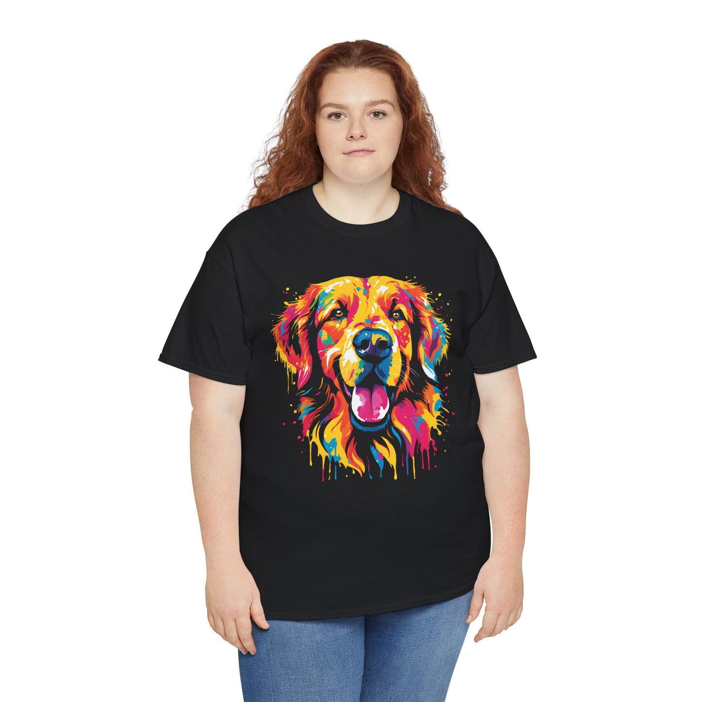 Vibrant Colorful Paint Splatter T-Shirt | Dog Black