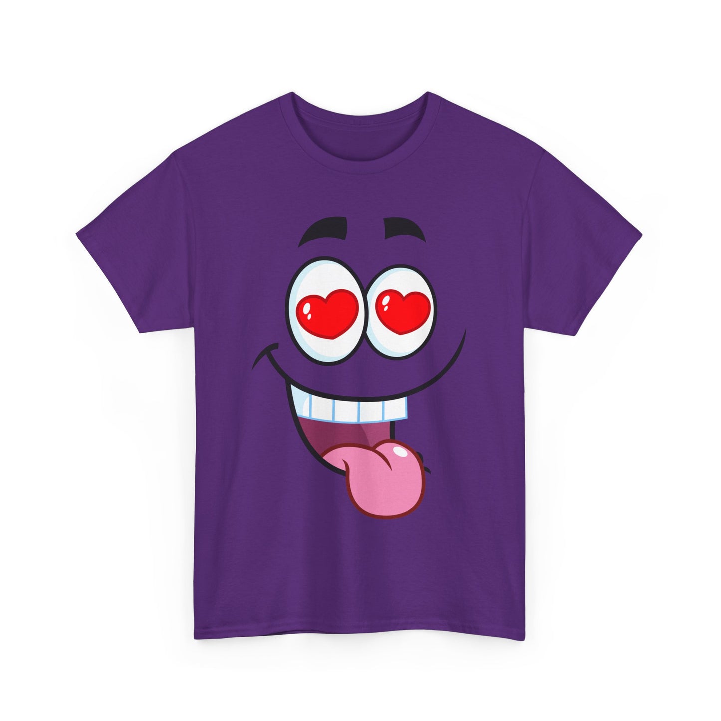 Cute and Quirky | Face Love Heart Eyes T-Shirt Purple