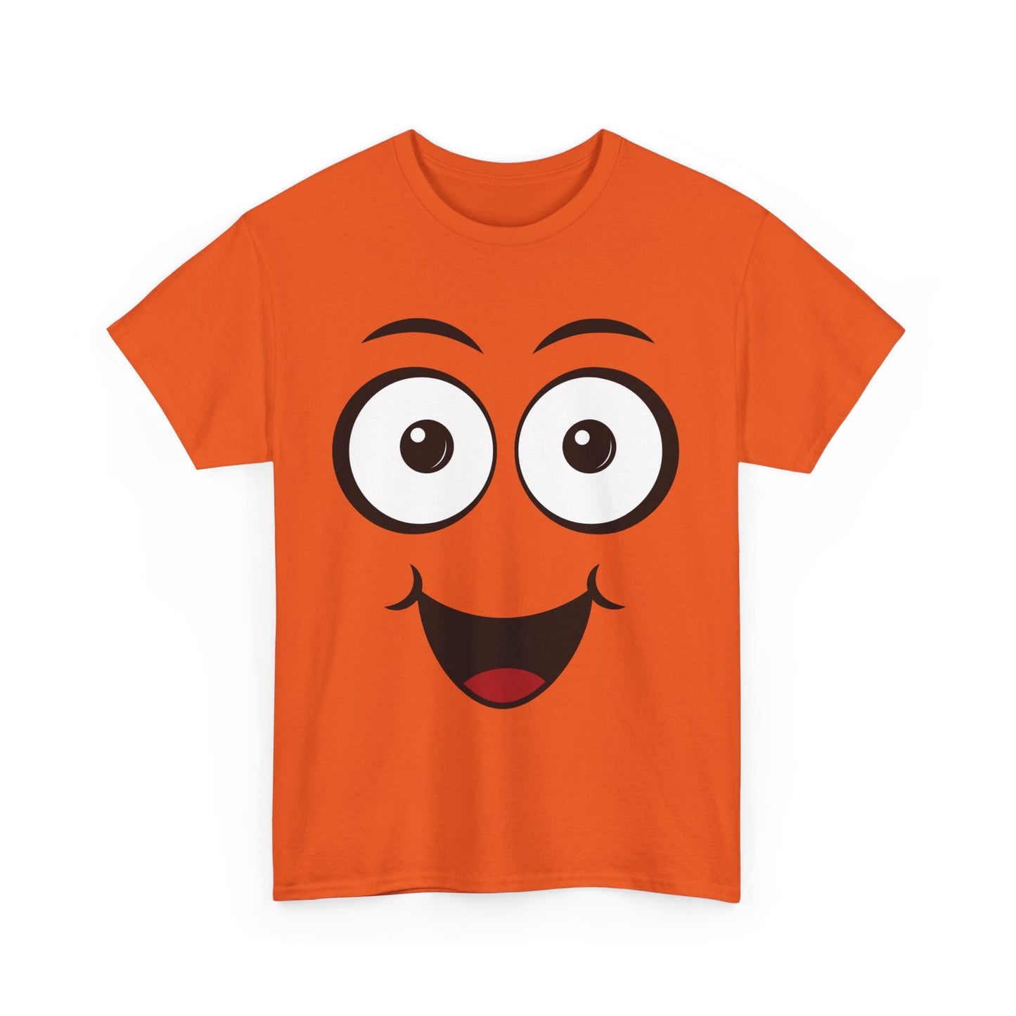 Cute and Quirky | Face Goofy Exaggerated Smiling Face T-Shirt Orange