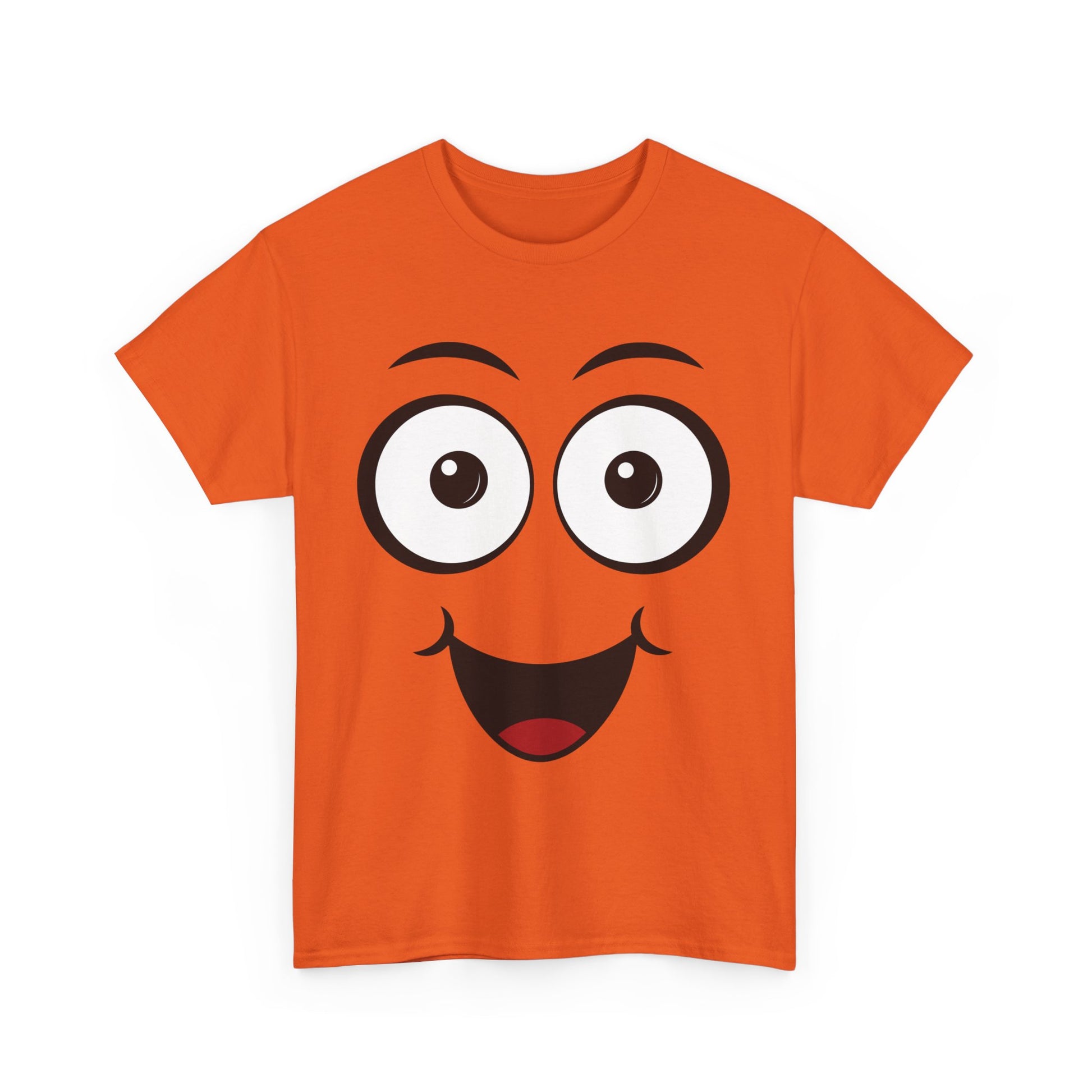Cute and Quirky | Face Goofy Exaggerated Smiling Face T-Shirt Orange