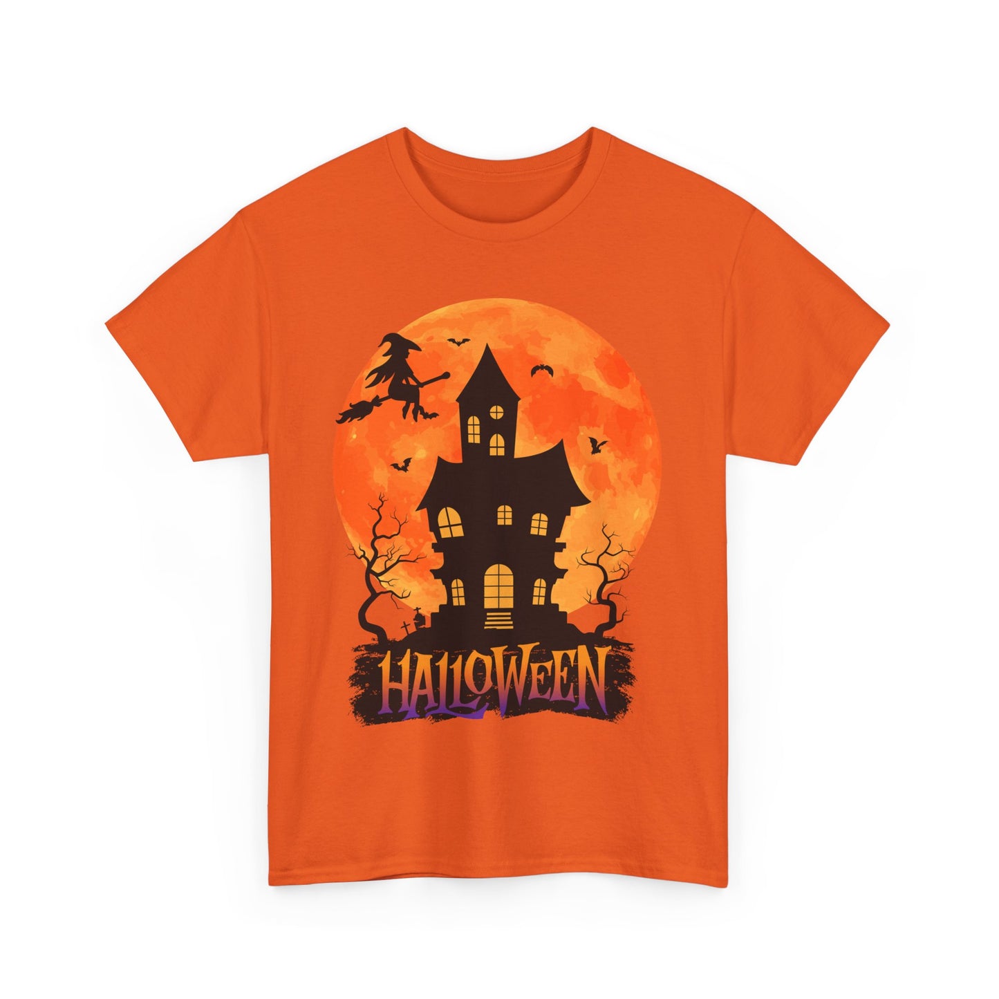 Halloween | Old Spooky Haunted Witches House T-Shirt Orange