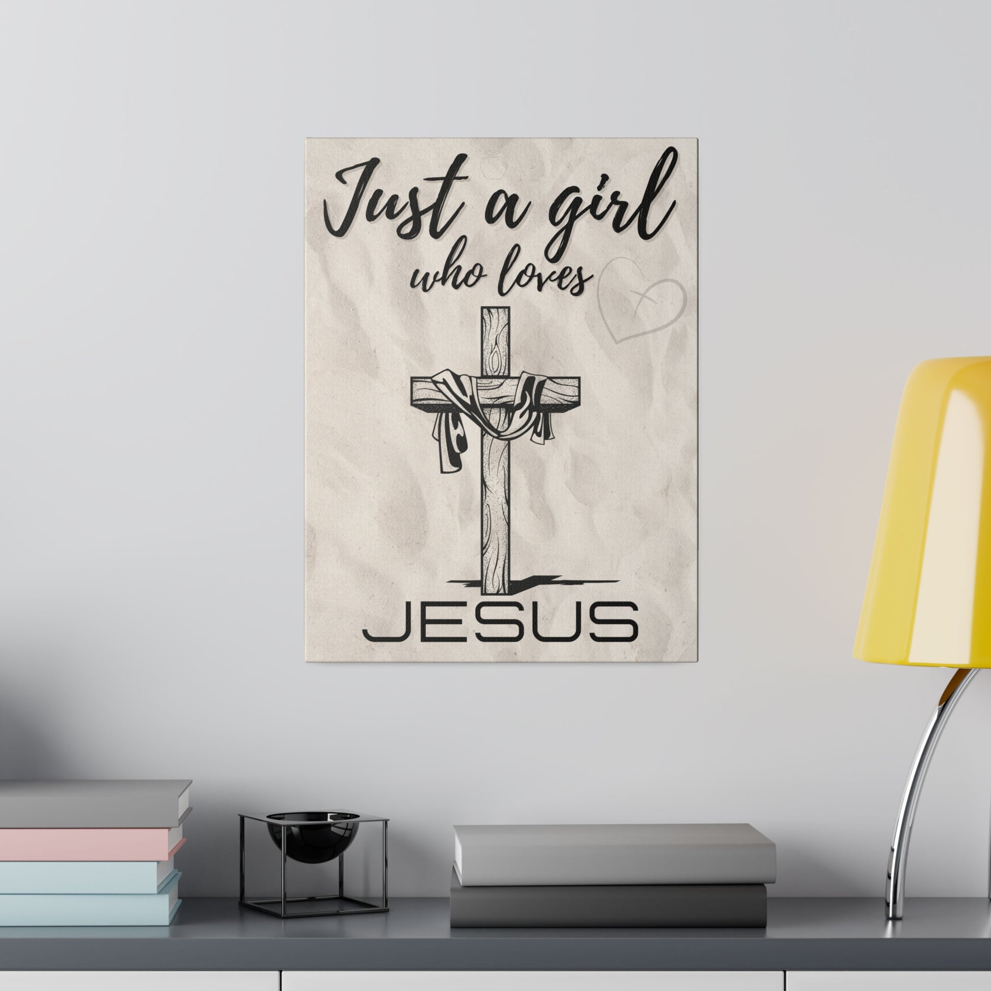 Just A Girl Who Loves | Jesus Canvas Wall Art 12″ x 16″ (Vertical) 0.75''