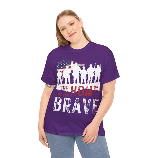 Show your pride | The Home of the Brave Patriotic T-Shirt Purple