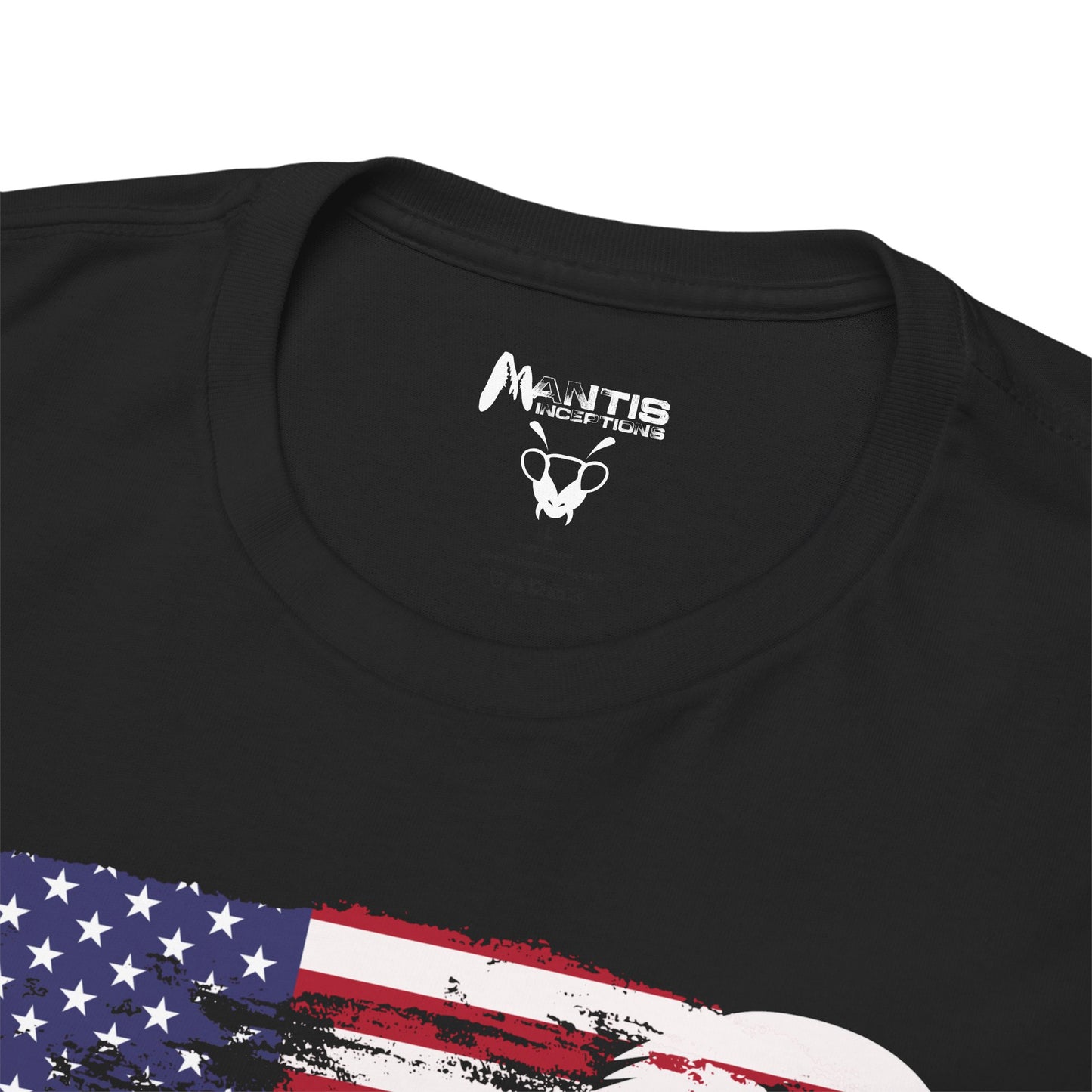 Black shirt with American eagle and flag, "I don’t really care Margaret" statement