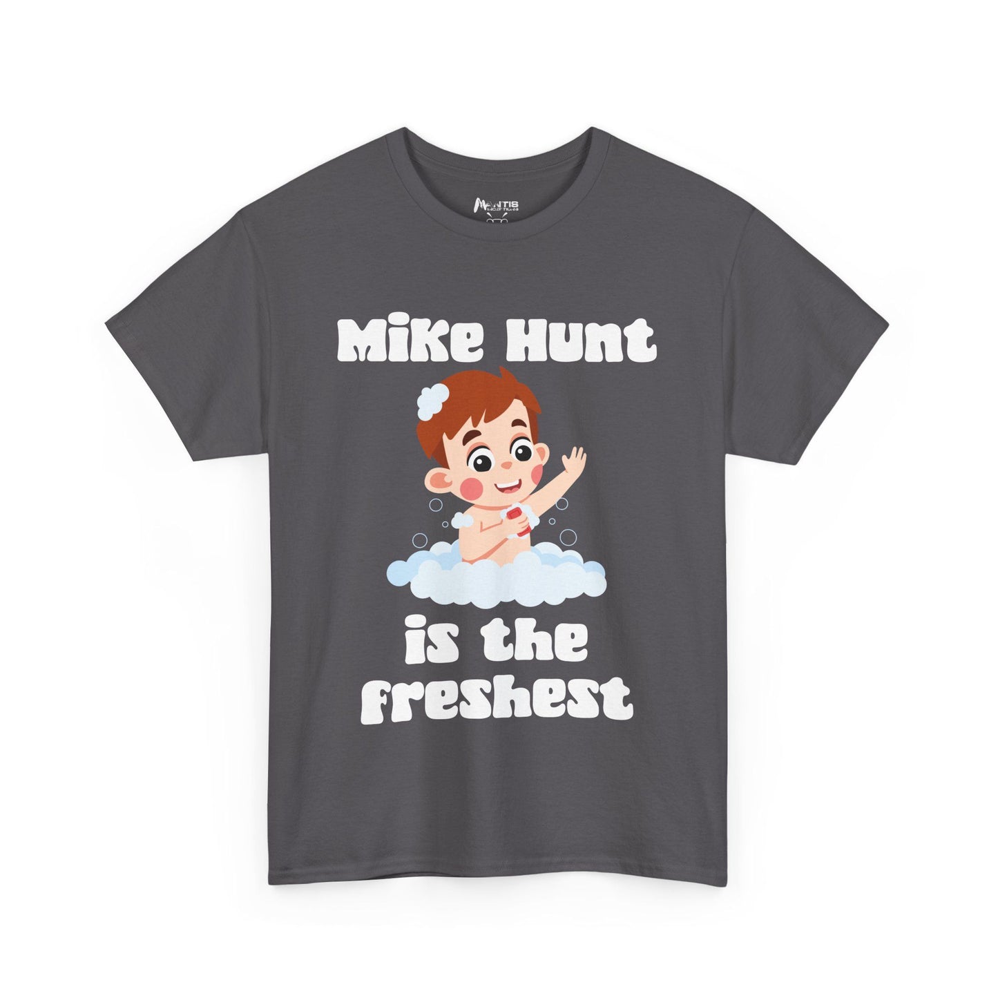 Charcoal shirt using a bath scene to push one dirty phrase too far