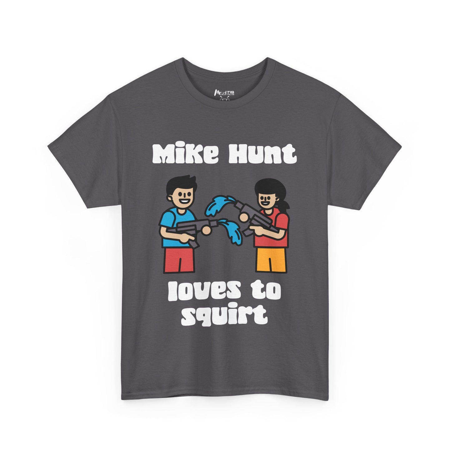 Charcoal shirt walking the line between childish fun and crude humor