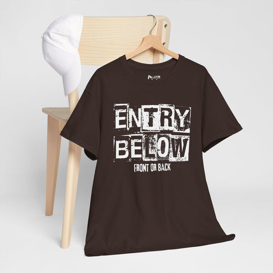 Dark chocolate tee for full-access freaks — the back door’s not locked