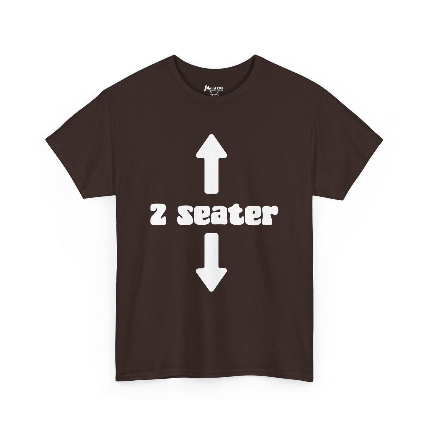 dark chocolate shirt featuring 2 seater with directional arrows total filth vibe