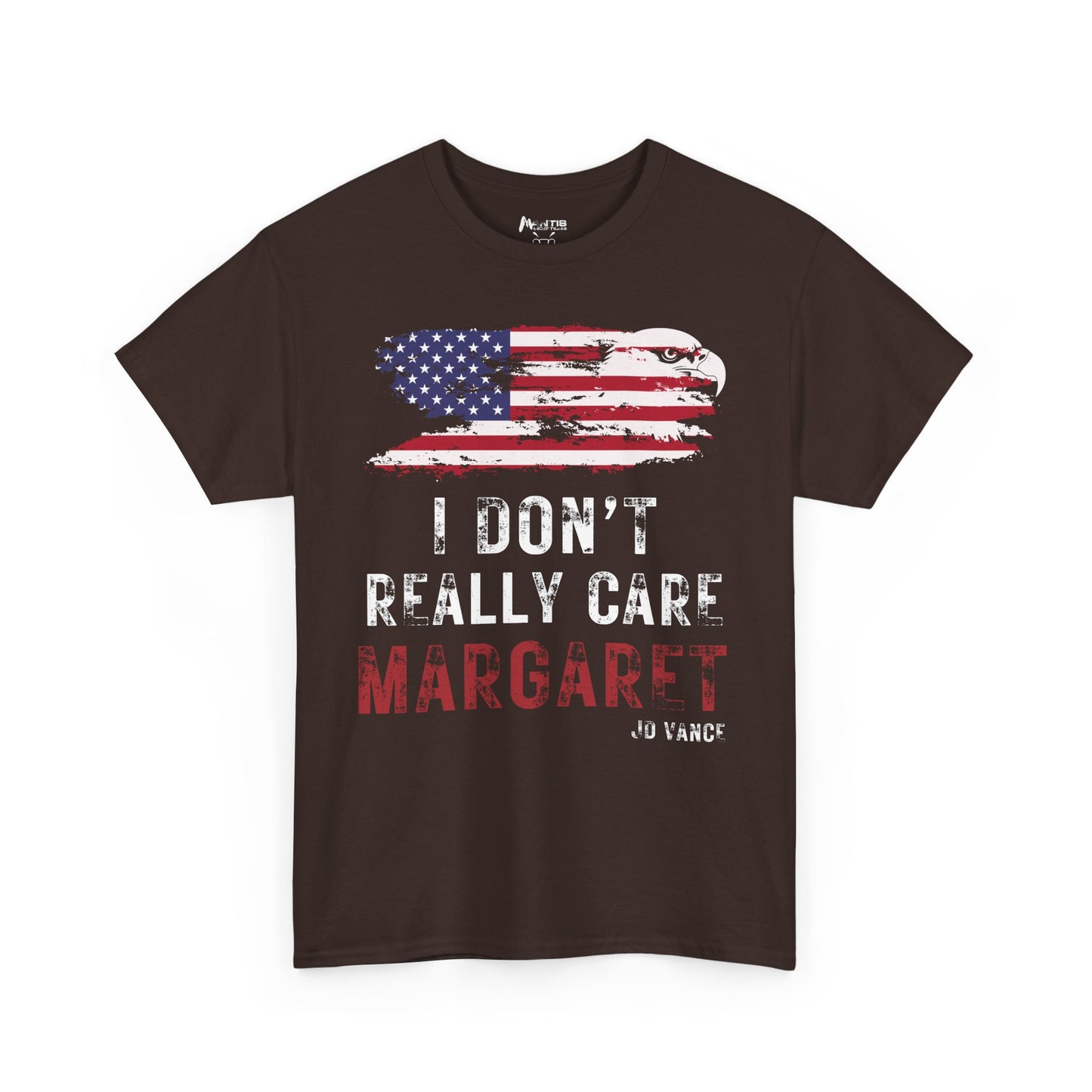 dark chocolate american pride shirt with eagle and flag, quote i don’t really care margaret bold sarcasm