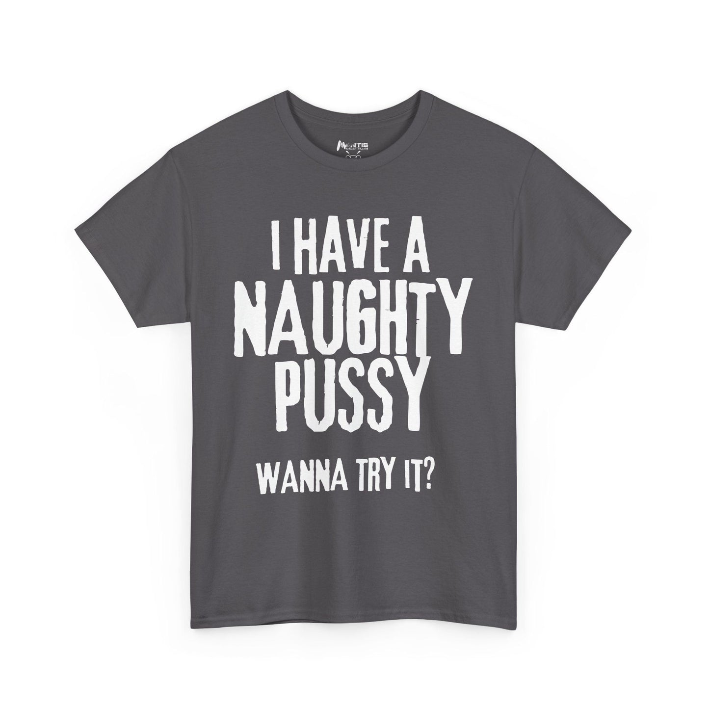 Dark heather shirt playing on pussy double meaning