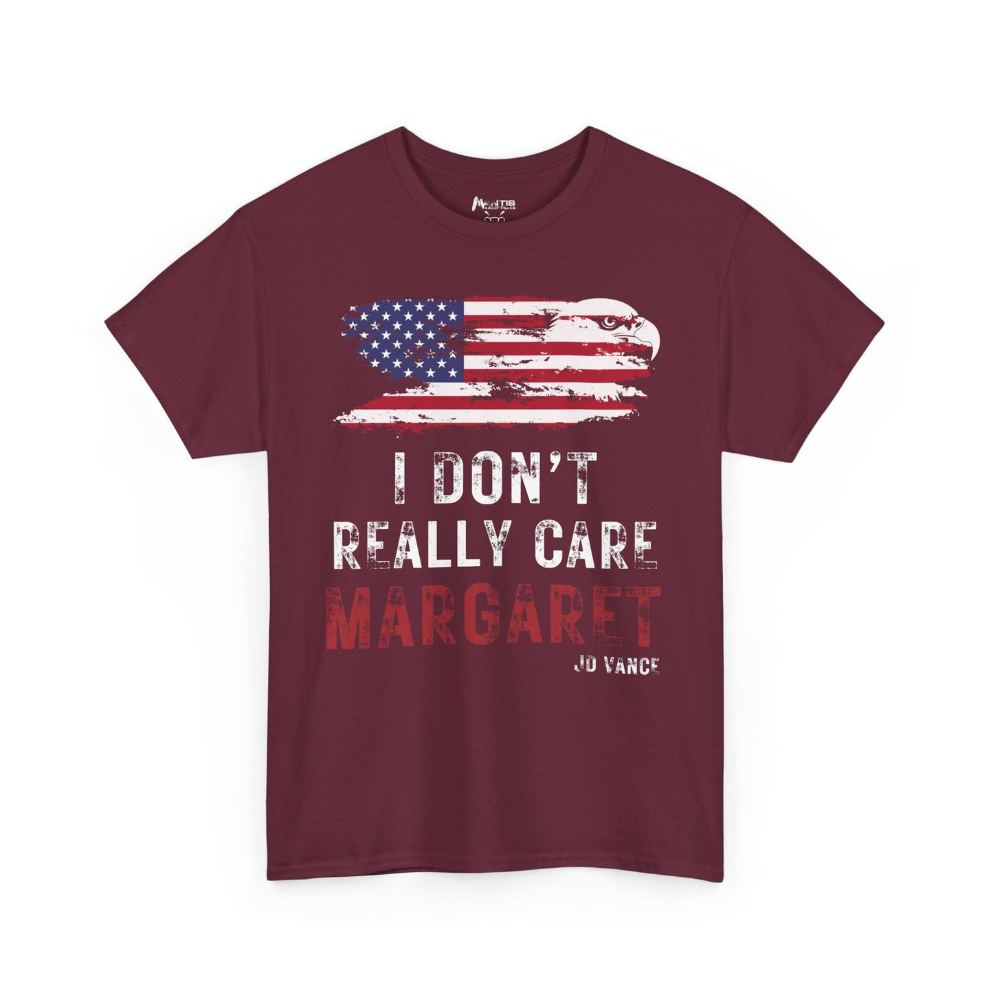 maroon patriotic shirt with eagle and american flag saying i don’t really care margaret, funny usa shirt