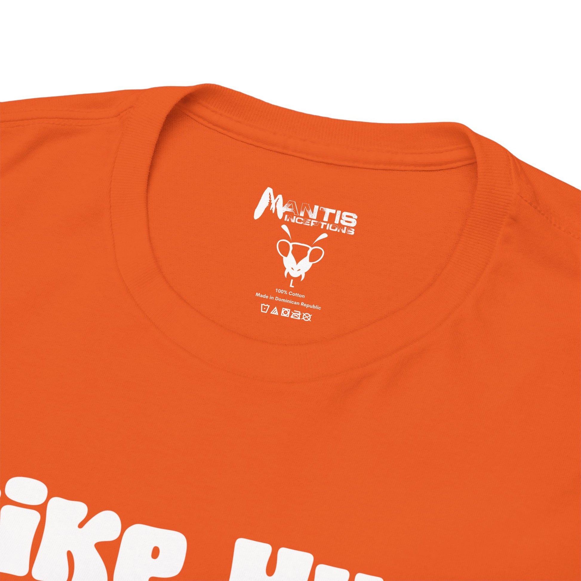 orange tee dripping in double meaning and battery-powered shame