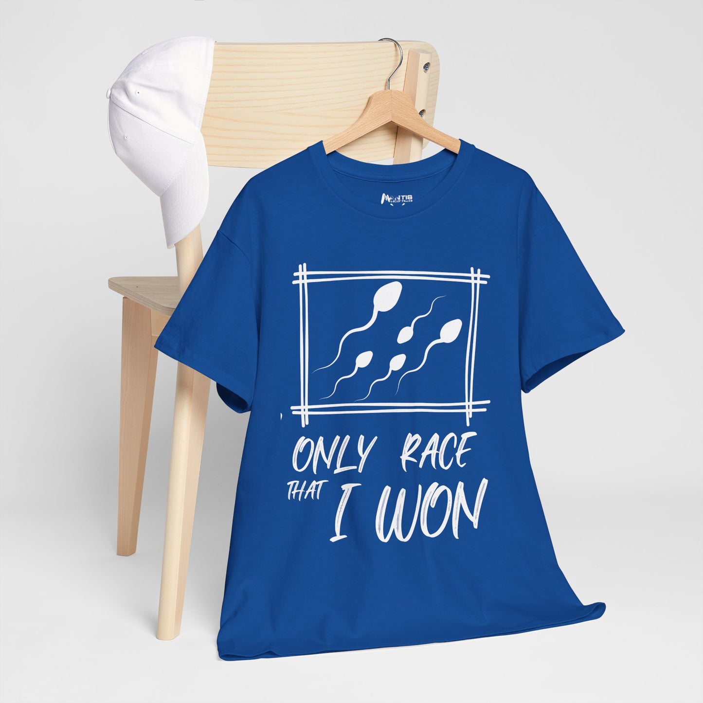 royal shirt with bold sperm competition design