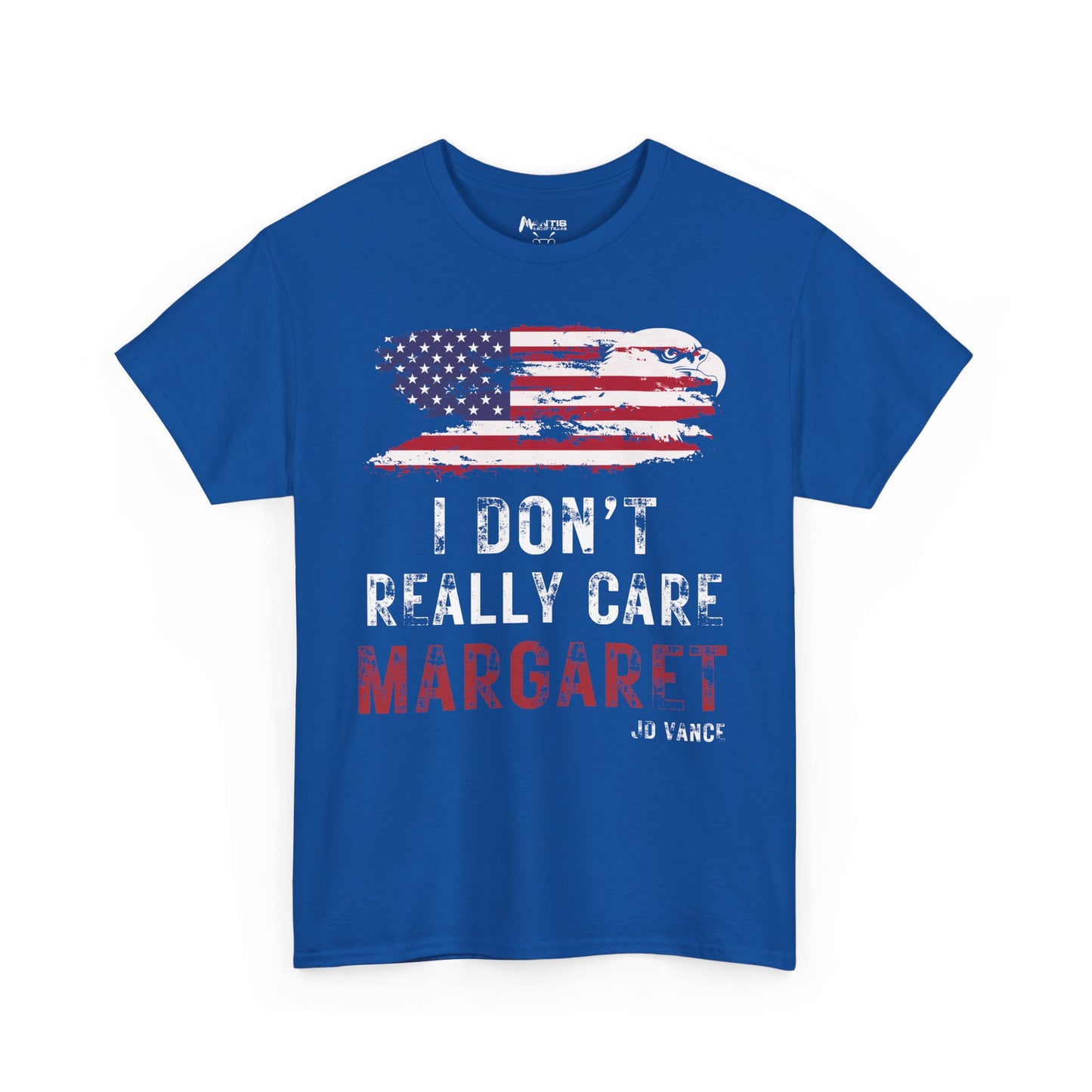 royal blue eagle and flag shirt saying i don’t really care margaret, sarcastic american pride design